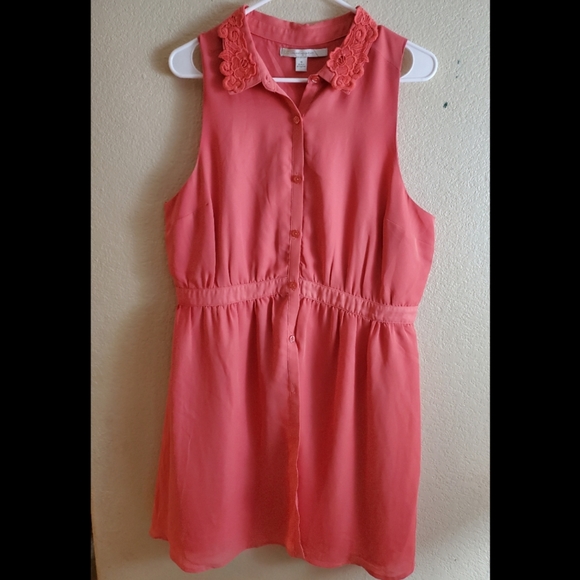 LC Lauren Conrad Dresses & Skirts - Lauren Conrad XL Pink Button Lace Boho Midi Dress